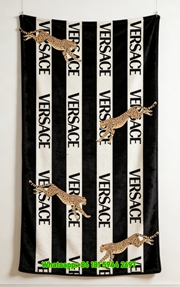 Versace Leaping Cheetah Stripe Print Flannel Throw Blanket Luxury Black White and Tan Sofa Cover Blanket IMG_1540